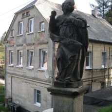 Statue of Saint Adalbert of Prague on the church staircase in Vilémov