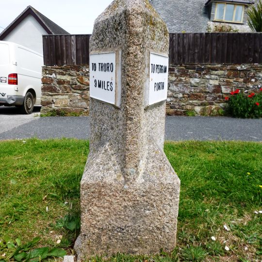 Milestone, Perranporth, just before main road jct