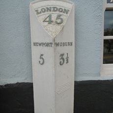 Milepost, Newport Road; by The Wavenden Arms (formally Leathern Bottle) PH