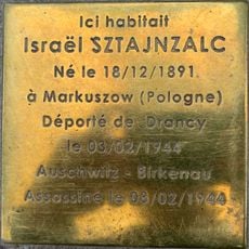 Stolperstein en memoria de Israël Sztajnzalc
