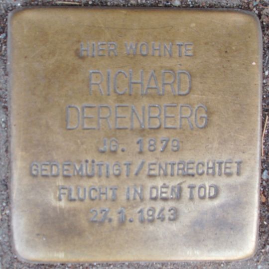 Stolperstein dedicated to Richard Derenberg