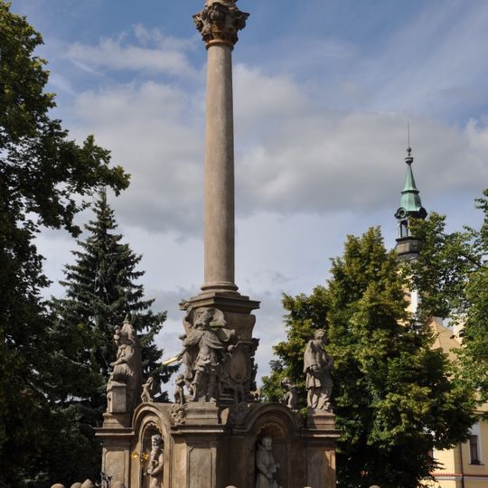 Maria column in Masaryk square in Žamberk