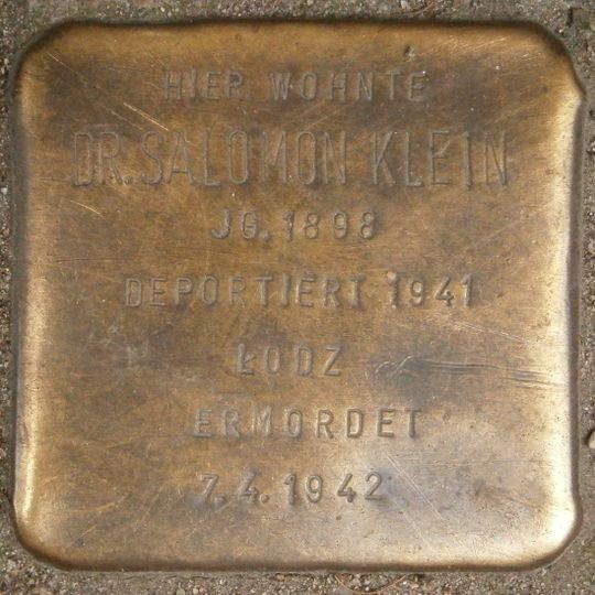 Stolperstein dedicated to Salomon Klein