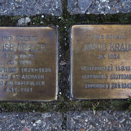 Stolperstein dedicated to Luise Kohler