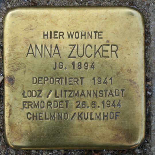 Stolperstein dedicated to Anna Zucker