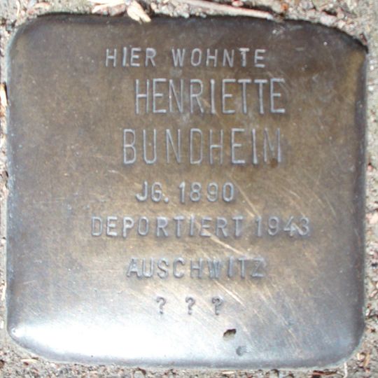 Stolperstein dedicated to Henriette Bundheim