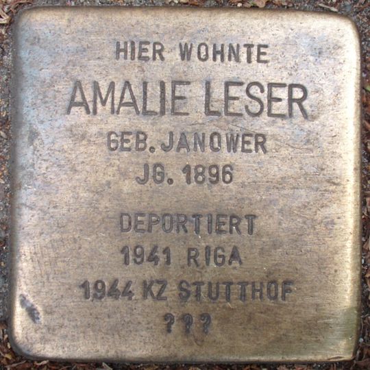 Stolperstein dedicated to Amalie Leser