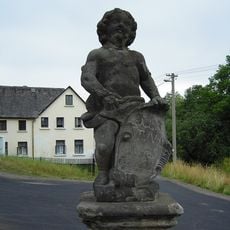 Statues of angels on the church staircase in Vilémov