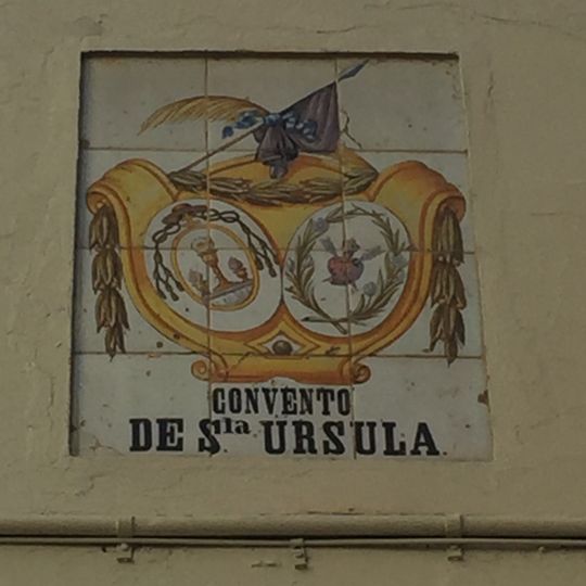 Ceramic panel of the seal of the Convent of Saint Ursula in Valencia