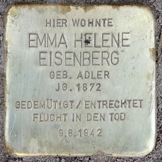 Stolperstein dedicated to Emma Helene Eisenberg