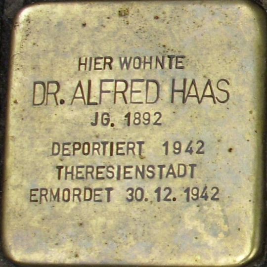 Stolperstein en memoria de Dr. Alfred Haas