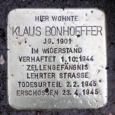 Stolperstein dedicated to Klaus Bonhoeffer