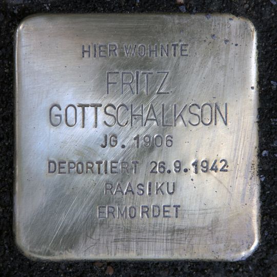Stolperstein dedicated to Fritz Gottschalkson