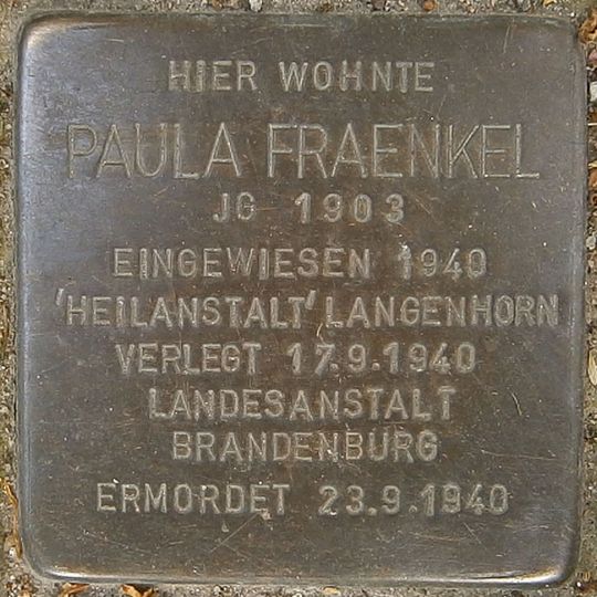 Stolperstein dedicated to Paula Fraenkel
