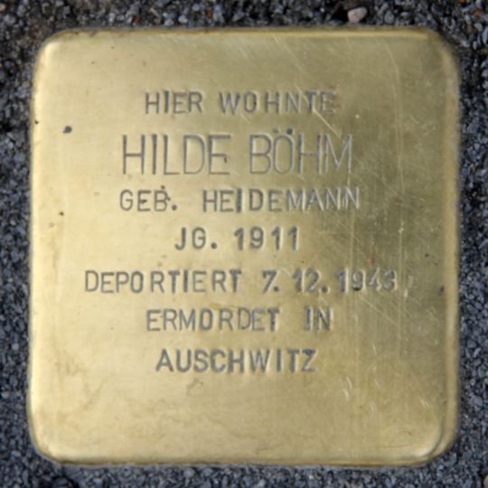 Stolperstein dedicated to Hilde Böhm