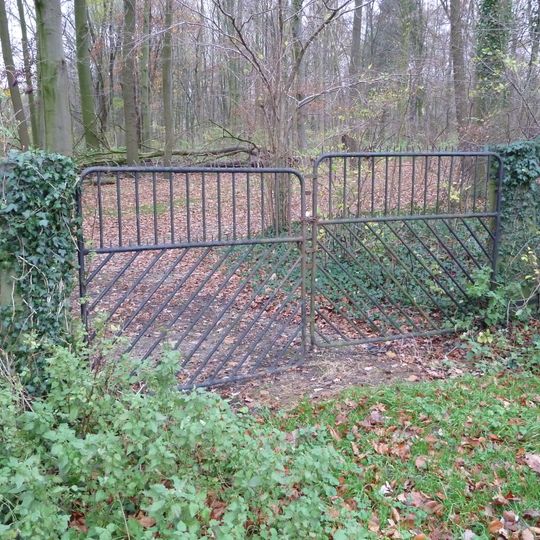 Neubourg Castle: two natural stone stanchions at west side park
