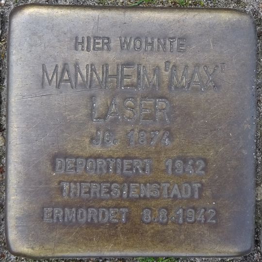 Stolperstein à la mémoire de Mannheim ‚Max‘ Laser