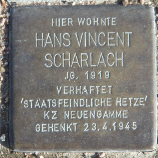 Stolperstein en memoria de Hans Vincent Scharlach