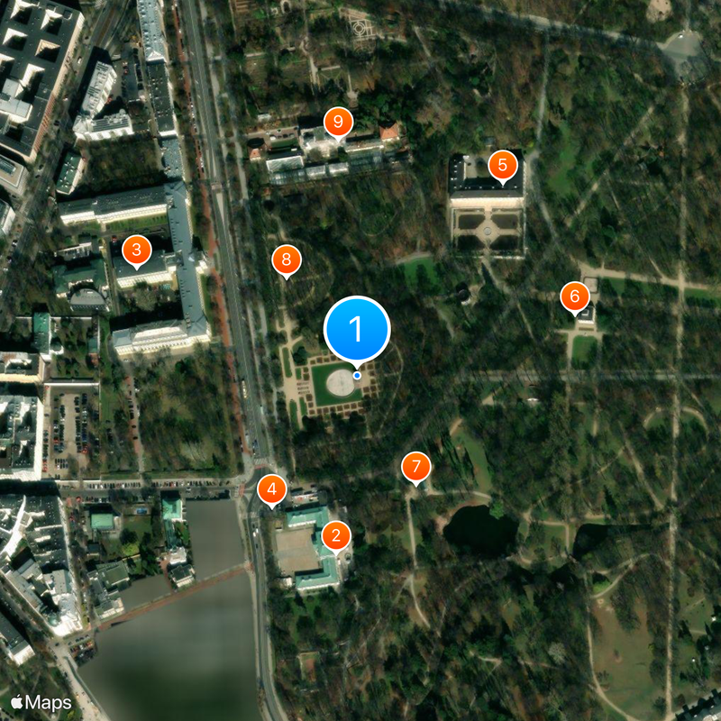 Frederic Chopin Monument in Warsaw Mapa